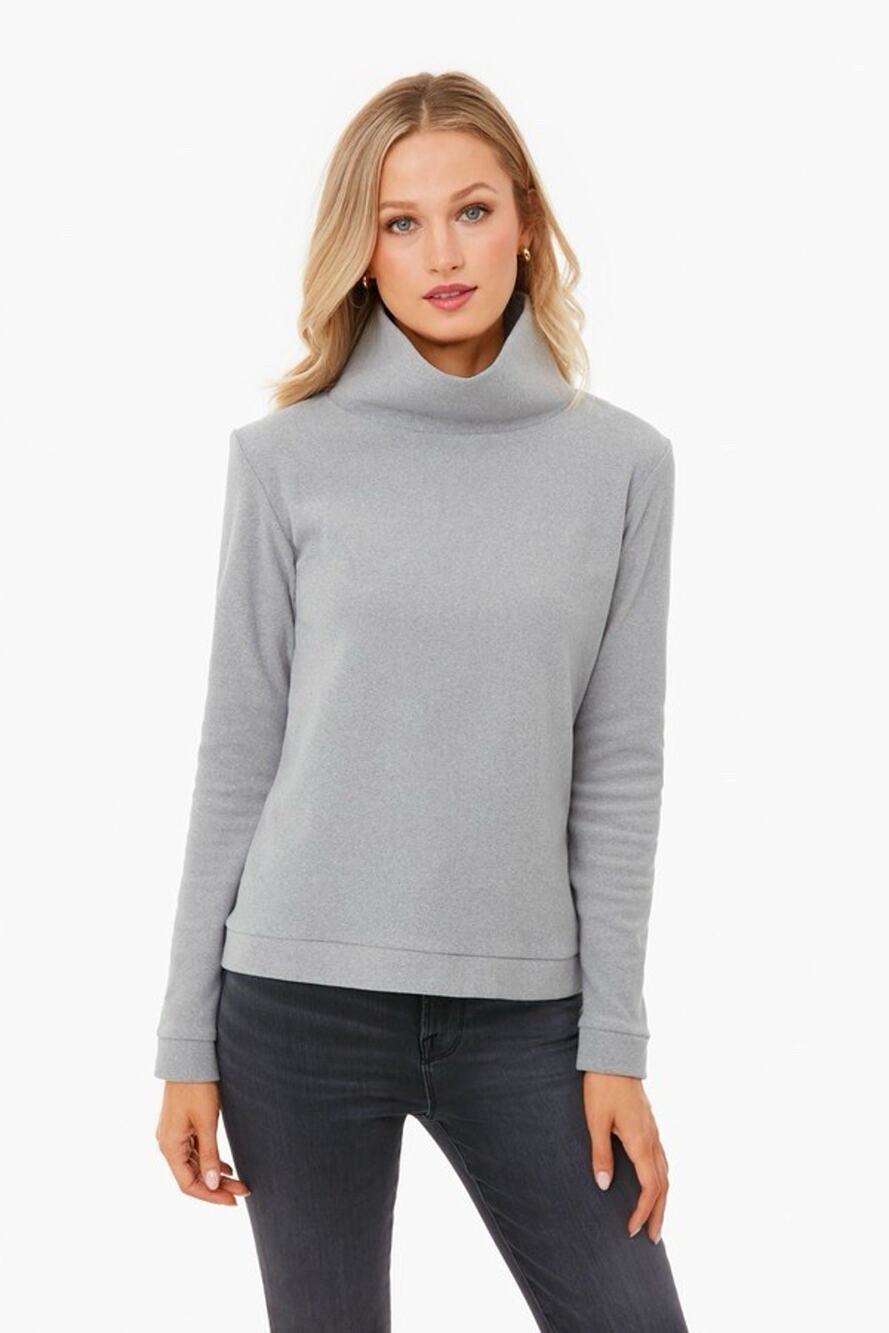 Dudley Stephens Heather Gray Park Slope Sweatshirt Mockneck L